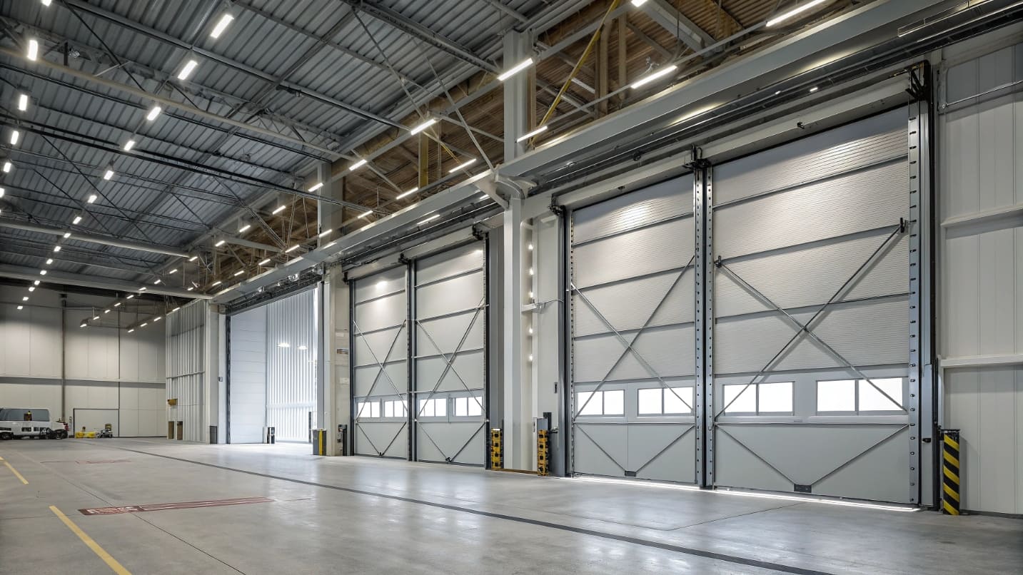 Монтаж ангарных секционных ворот